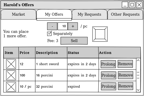 Placing an offer for a stackable item